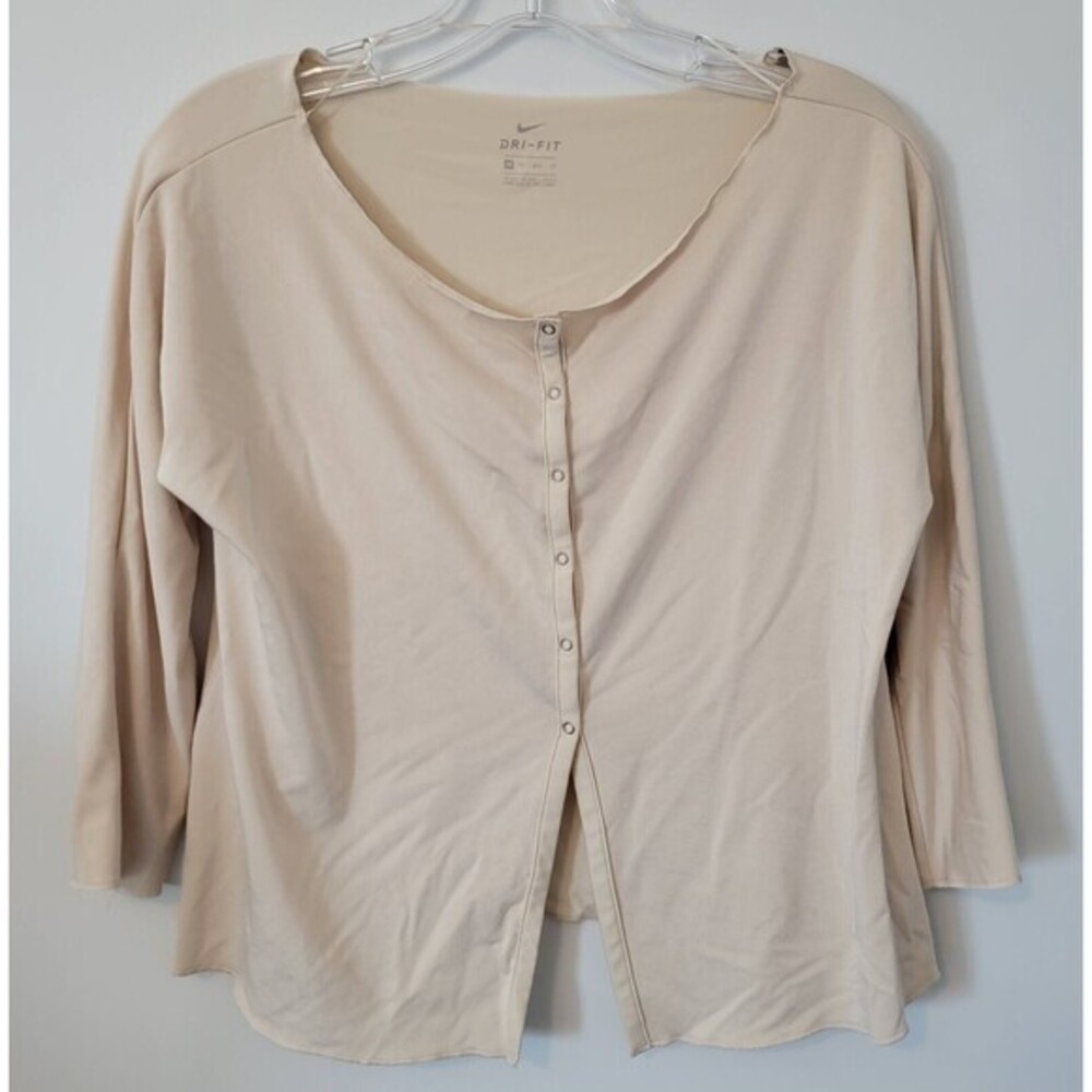 Nike Yoga Collection Cardigan Women's XS Beige CU5380-140 3/4 Sleeve Top